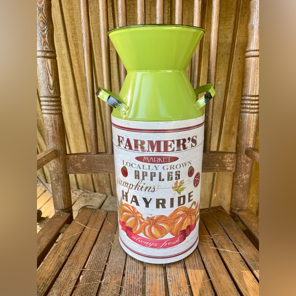*Harvest Metal Milk Can Green